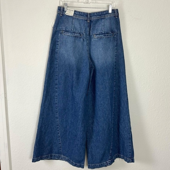 Free People Equinox Denim Trousers Lake Life Blue 29 Wide Leg Jeans Slouchy - Picture 6 of 16